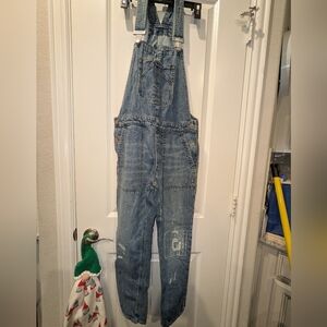 GAP Women's Distressed Denim Blue Overalls XS